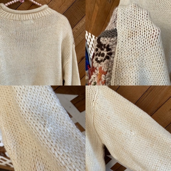 Vintage chunky 3D look Fall floral sweater size L - Picture 10 of 16